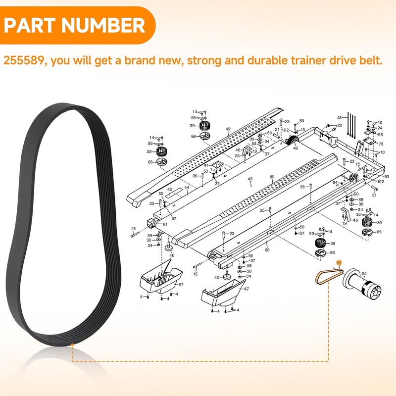 Filloman 255589 Drive Belt Replacement for NordicTrack, ProForm, Reebok, Gold's Gym, Epic Treadmills – Compatible with Part Number 255589, Durable Fitness Repair Belt to Fix Slipping or Noise Issues - Image 3